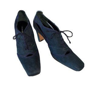 RAMON TENZA, Spain, blue suede high rise pumps -size 9.5